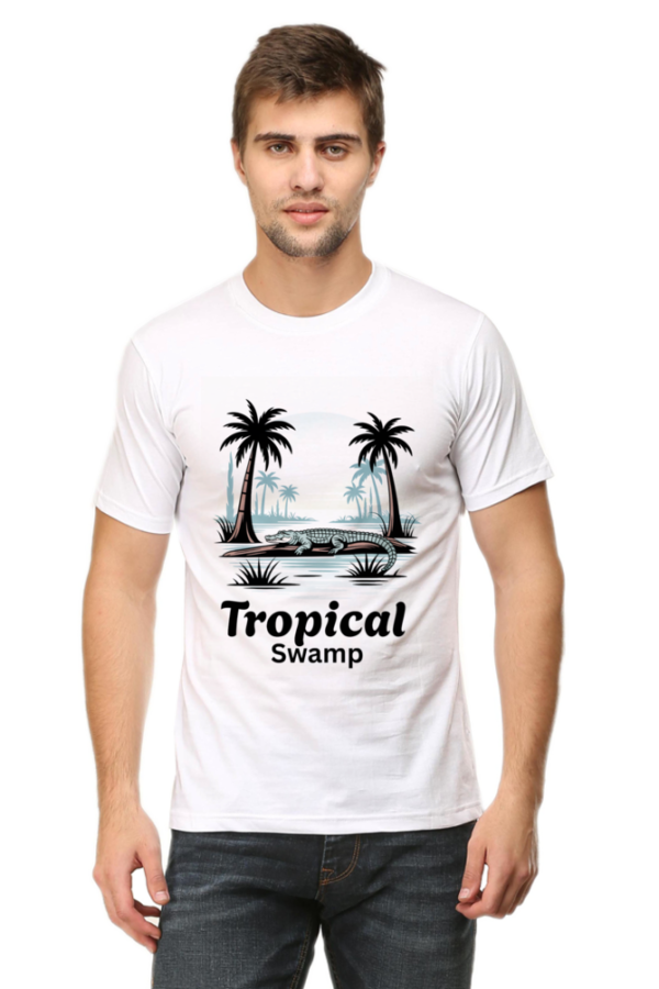 Bold 2025 Tropical Swamp Crocodile Graphic Tee – Pink Nature Edition - Image 5