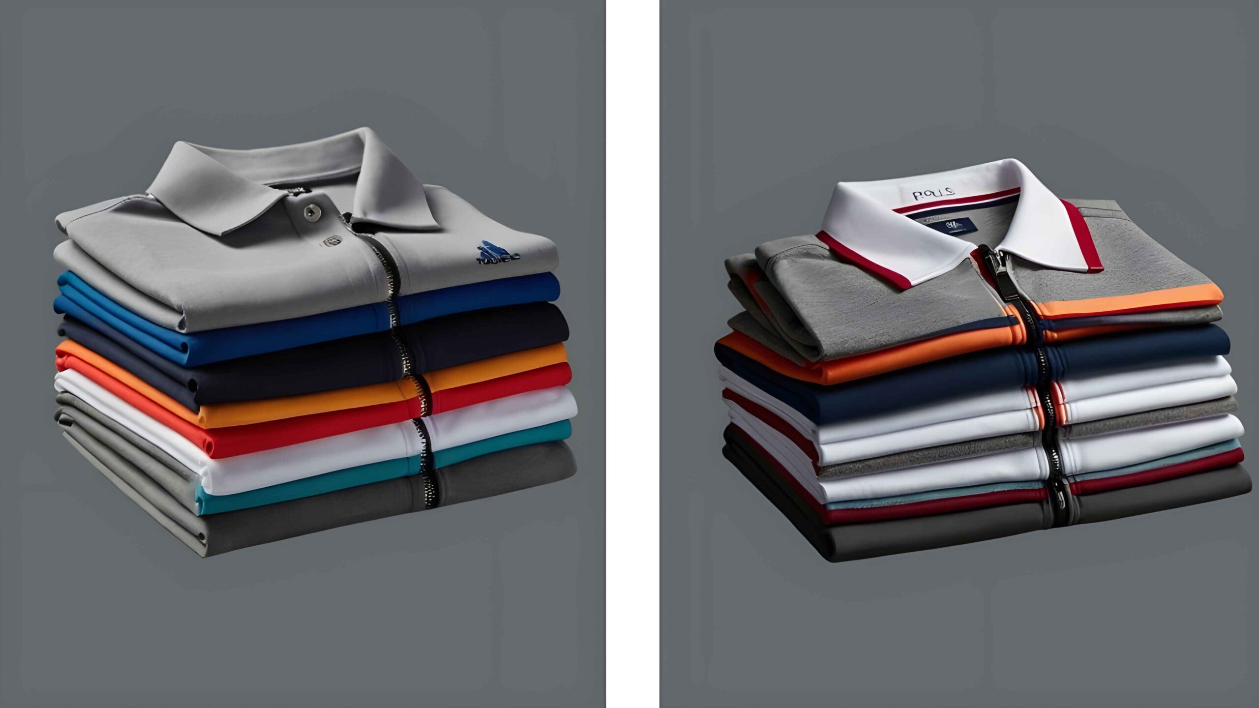 Modern polo shirt with zip collar and bold color-block design – AhmedDigitalStore