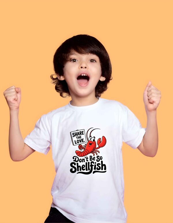 Funny Kids T-Shirt 2025 – Don’t Be So Shellfish cartoon sea pun design