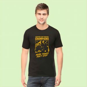 Off Road Champions T-Shirt for Men – Power Drive Edition 2025 with SUV and Mountain Graphic in Black and Yellow