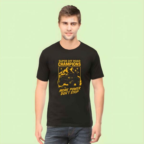 Off Road Champions T-Shirt for Men – Power Drive Edition 2025 with SUV and Mountain Graphic in Black and Yellow