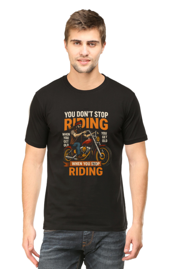 Epic Motorbike Rider T-Shirt – “You Don’t Stop Riding” Quote - Image 2