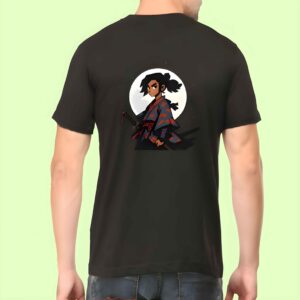 Anime Samurai T-Shirt featuring a bold warrior graphic in Japanese kimono with sword – 2025 epic anime design