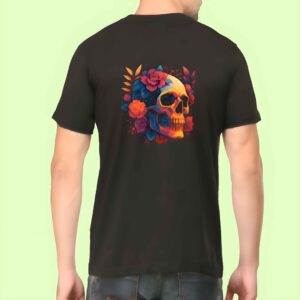 Floral Skull T-Shirt – Bold 2025 Gothic Rose Skull Graphic Tee for men