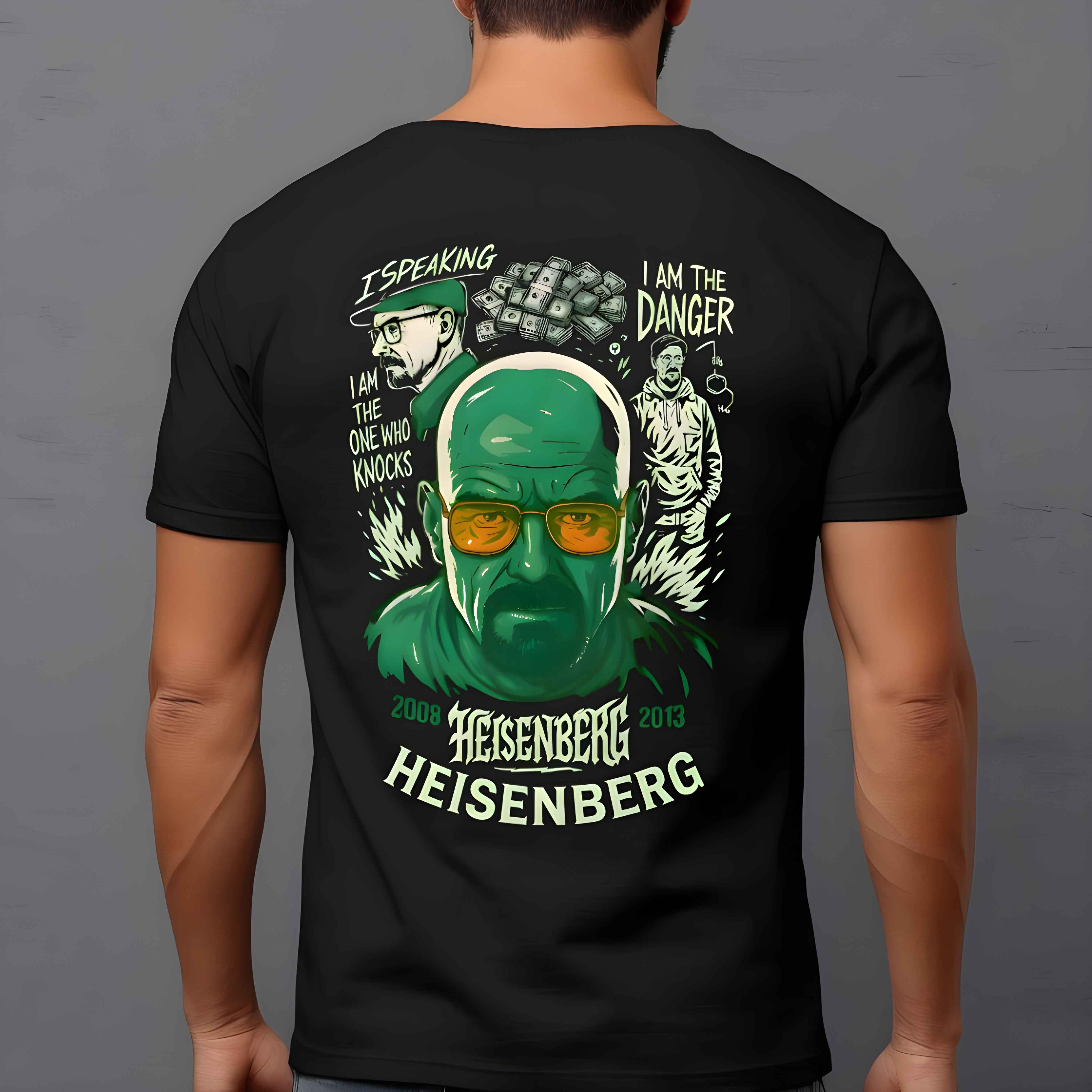 Heisenberg T-Shirt with bold green graphic artwork and Breaking Bad quotes